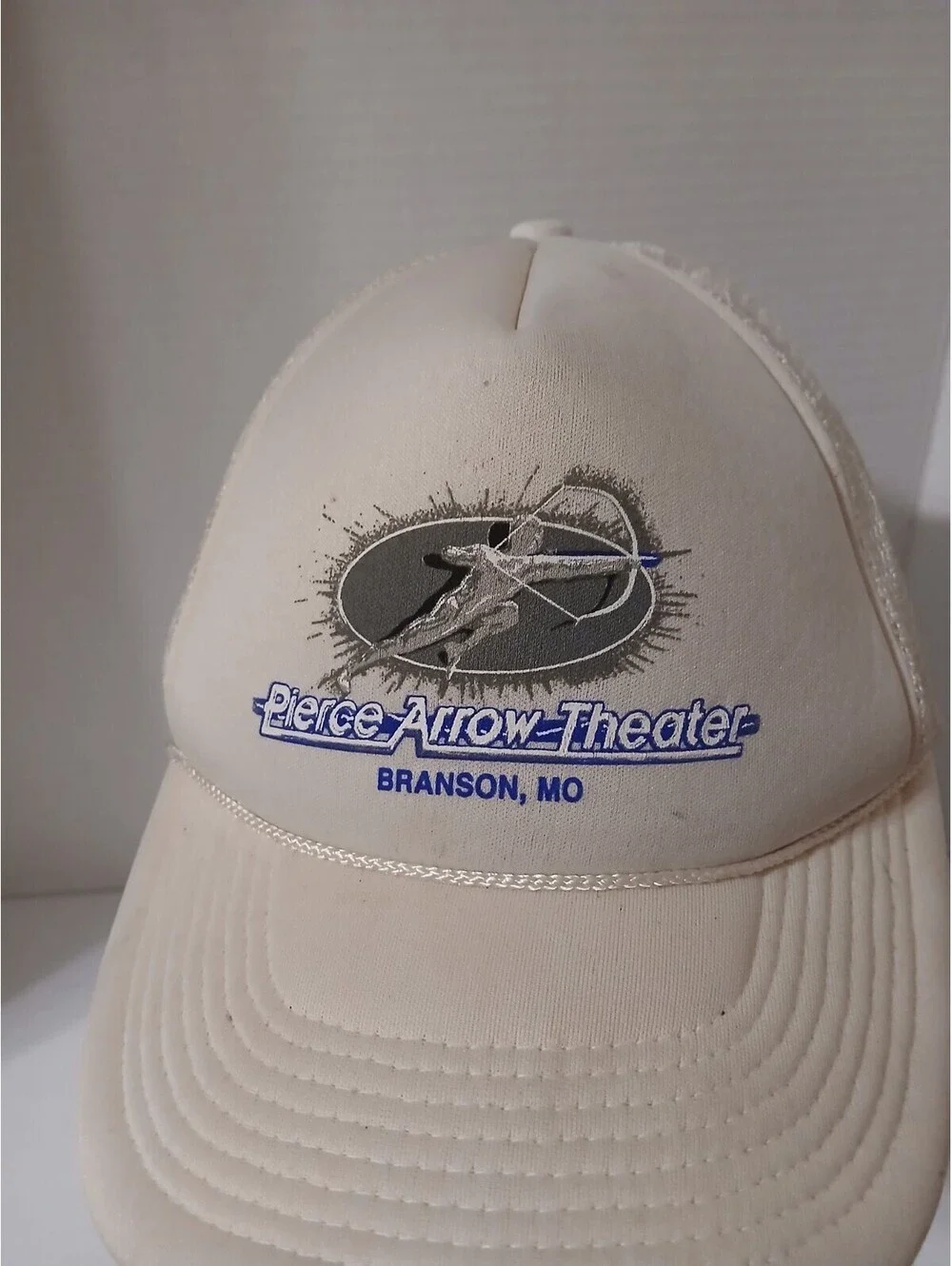 Vintage Pierce Arrow Theater Branson MO White Foam Rope Trucker Hat Snapback Cap